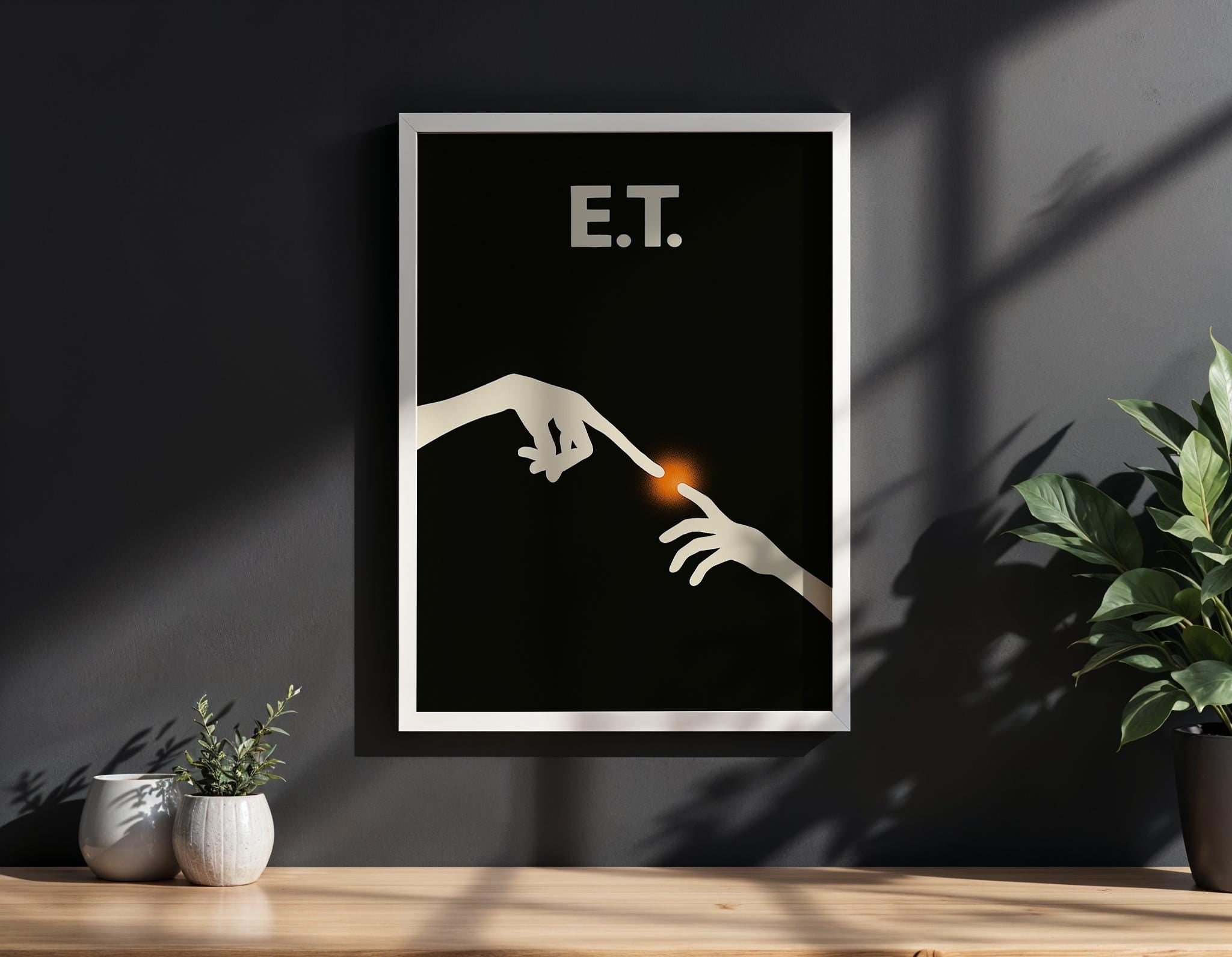 E.T. Minimalist Movie Poster - Spielberg Design Print, Simple Sci-Fi Decor, 80s Style Gift Idea