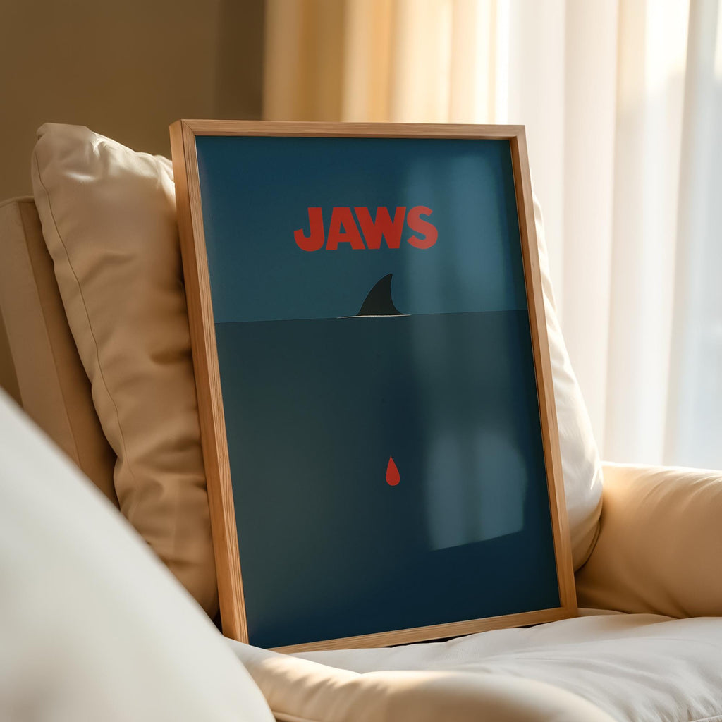 Jaws Minimalist Movie Poster - Simple Cult Film Print, Modern Spielberg Decor, Horror Design Gift Idea
