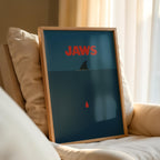 Jaws Minimalist Movie Poster - Simple Cult Film Print, Modern Spielberg Decor, Horror Design Gift Idea