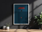 Jaws Minimalist Movie Poster - Simple Cult Film Print, Modern Spielberg Decor, Horror Design Gift Idea