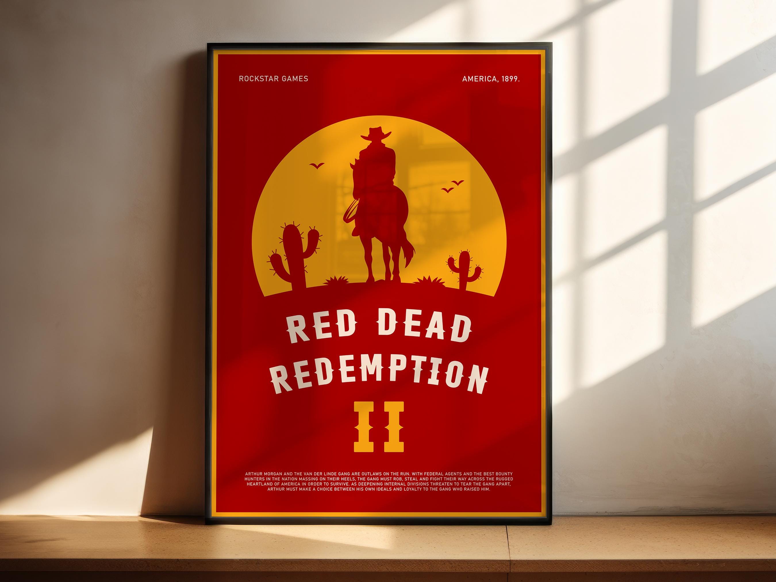 Red Dead Redemption 2 Poster - Western Video Game Print, Rockstar Gamer Decor, Gift for Cowboy Gaming Room