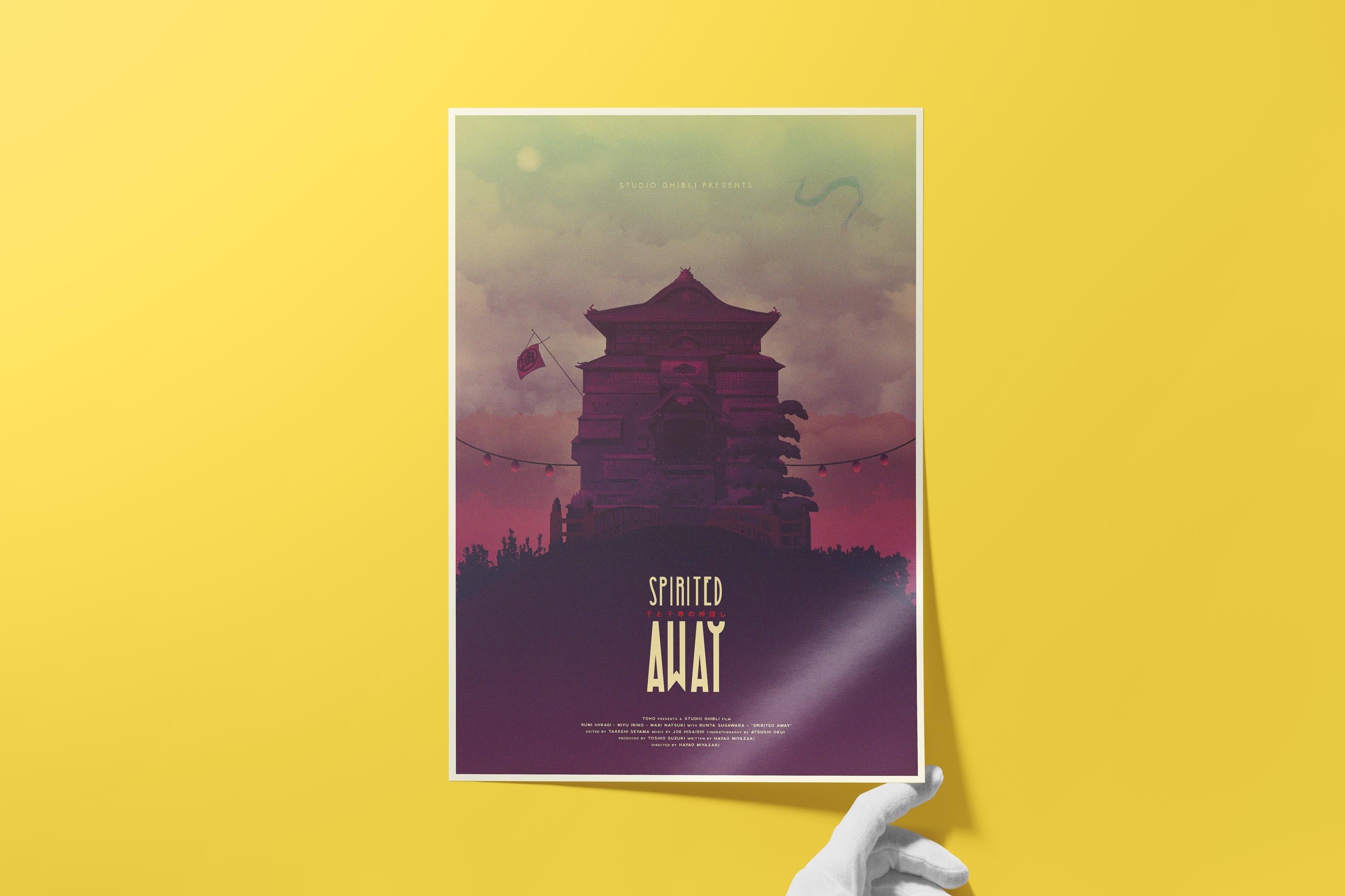 Studio Ghibli Movie Poster Set of 4 - Totoro Spirited Away Castle Howl Art Print, Japanese Animation Decor, Anime Fan Gift
