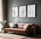 Set of 3 Patent Posters Cinema Projection Machine (US1038586) - Retro Cinema Print, Technical Wall Art, Cinephile Gift
