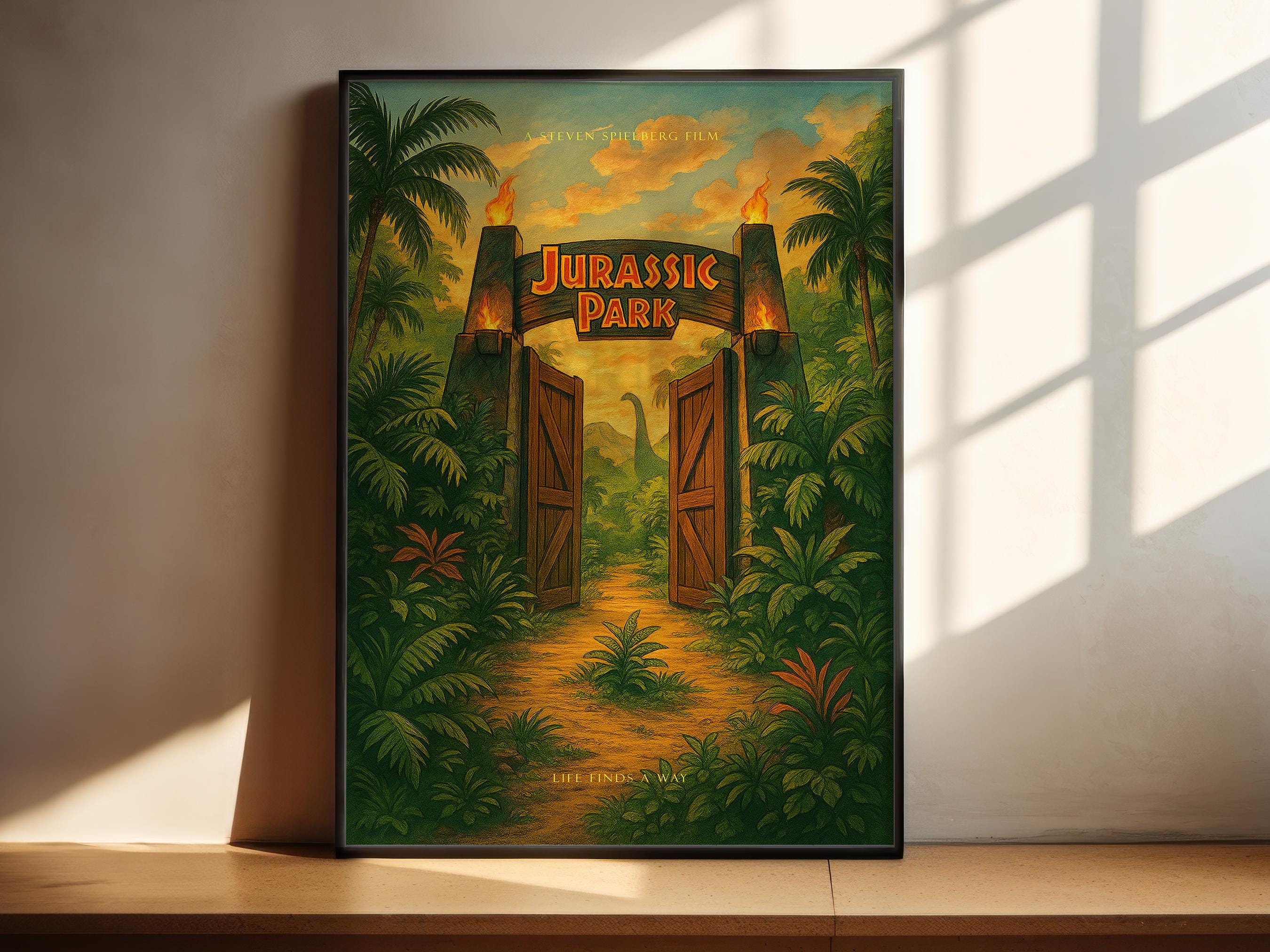 Jurassic Park Cult Movie Poster - Dinosaur Adventure Print, Spielberg Cinema Decor, 90s Fan Gift Idea