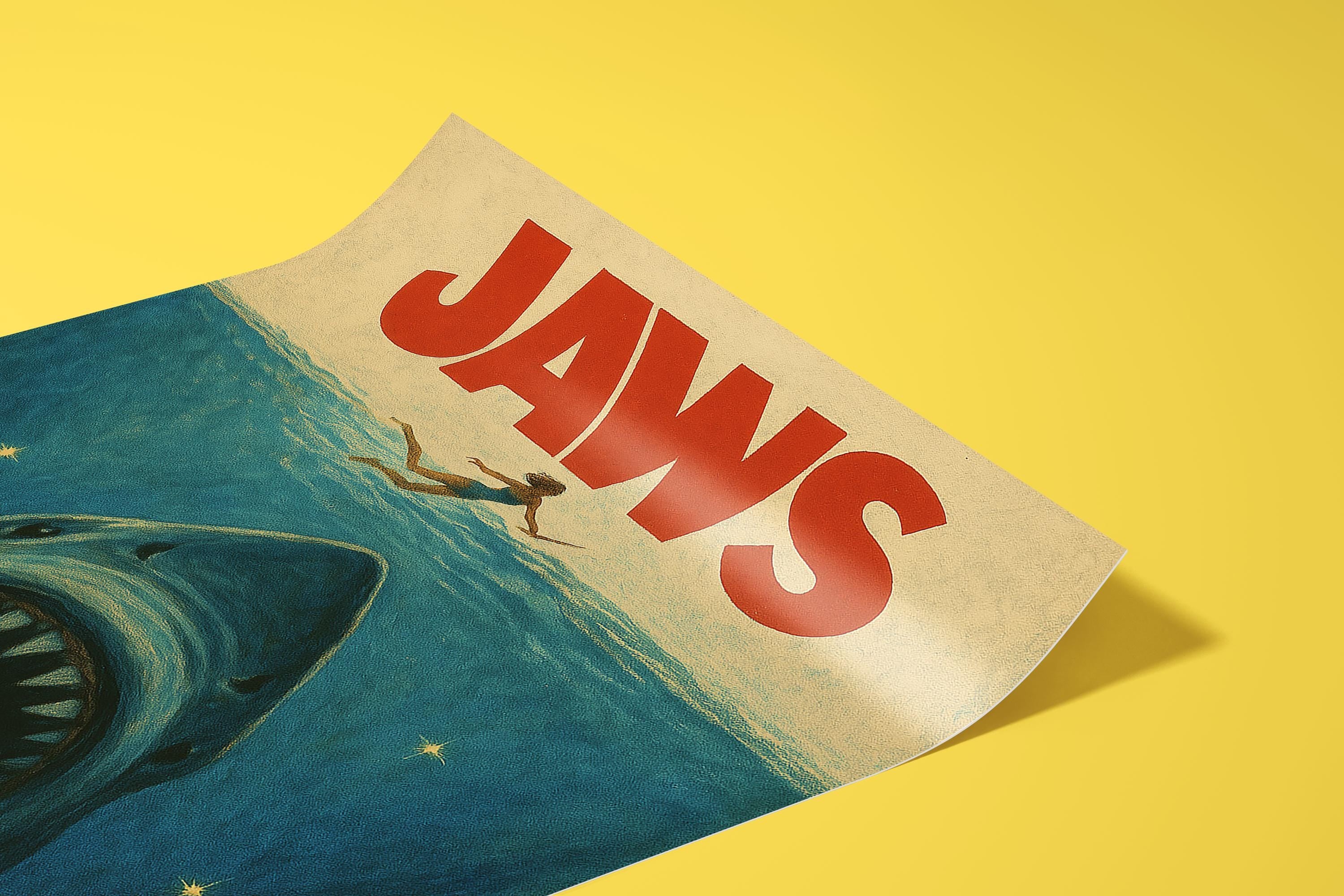 Jaws Movie Cult Poster - Summer Thriller Spielberg Print, 70s Cinema Decor, Horror Fan Gift Idea