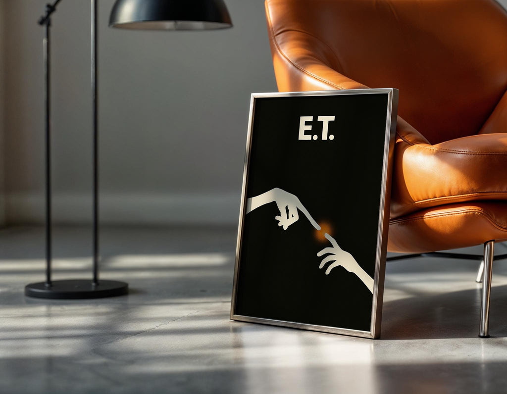 E.T. Minimalist Movie Poster - Spielberg Design Print, Simple Sci-Fi Decor, 80s Style Gift Idea
