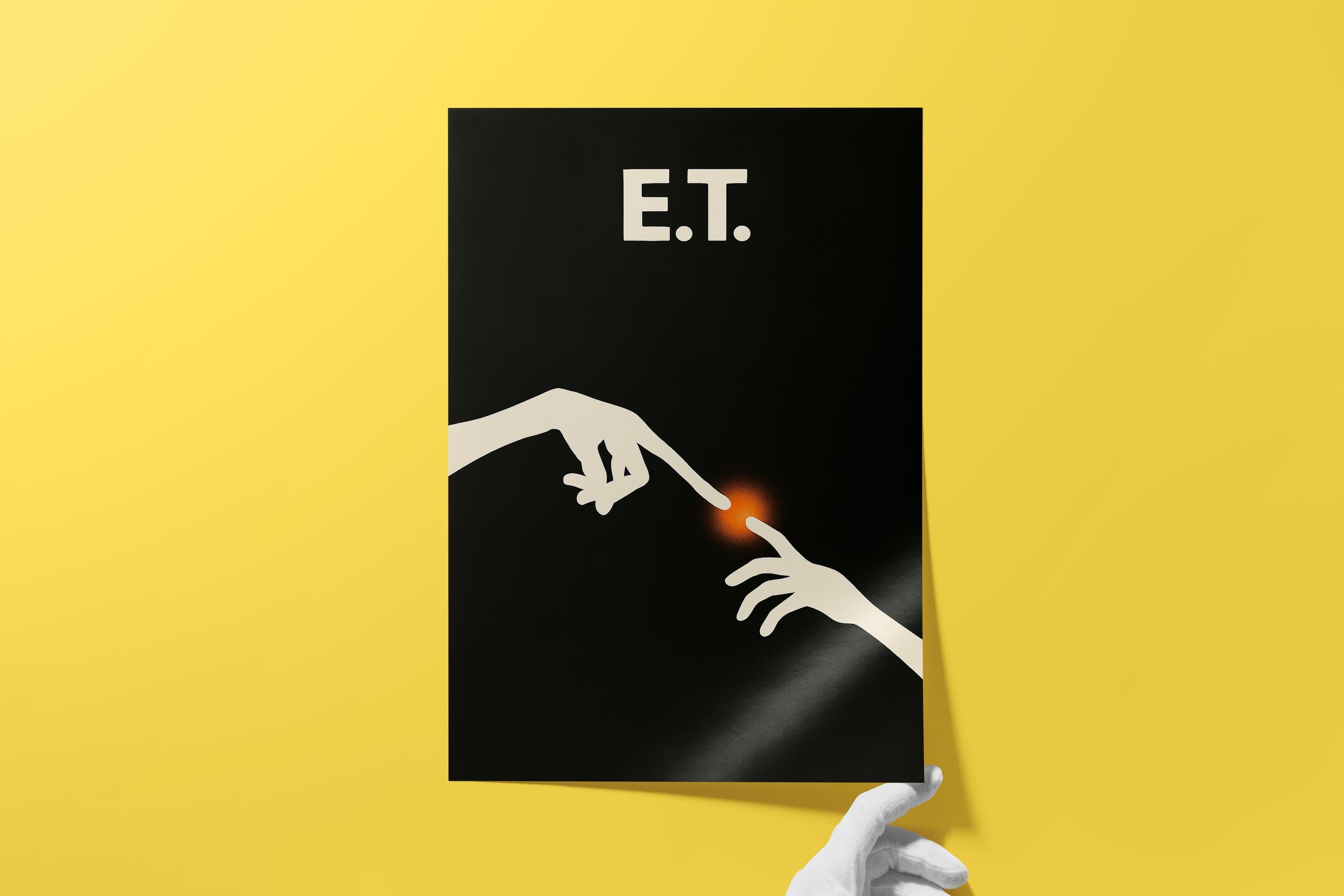 E.T. Minimalist Movie Poster - Spielberg Design Print, Simple Sci-Fi Decor, 80s Style Gift Idea