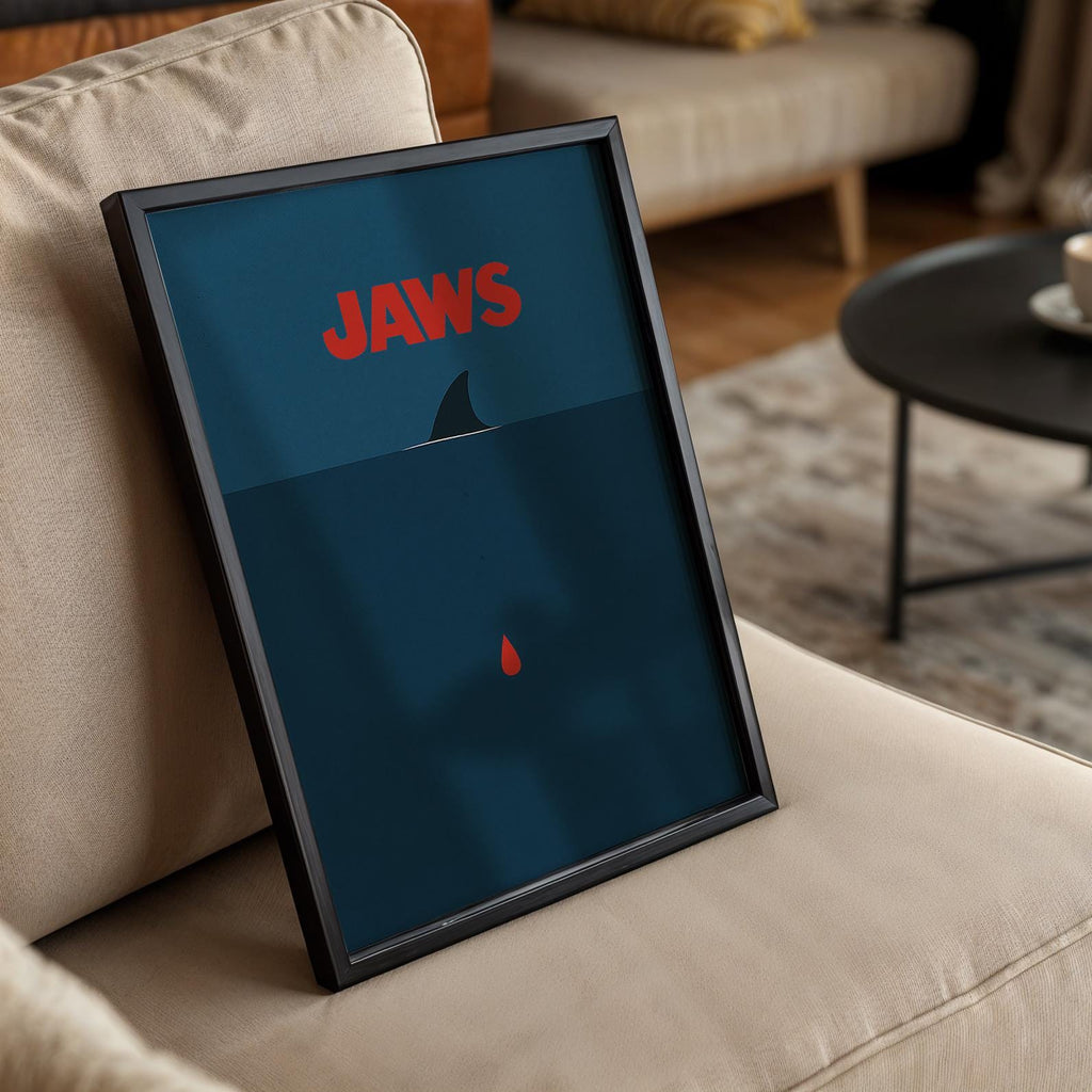 Jaws Minimalist Movie Poster - Simple Cult Film Print, Modern Spielberg Decor, Horror Design Gift Idea