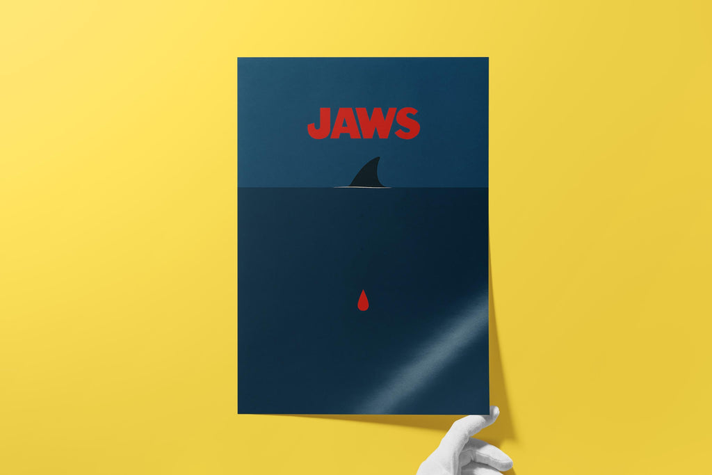 Jaws Minimalist Movie Poster - Simple Cult Film Print, Modern Spielberg Decor, Horror Design Gift Idea