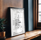 Projecting Kinetoscope (White) Patent Poster - Vintage Movie Invention Art Print, Industrial Wall Decor, Retro Film Poster (US714845-1)