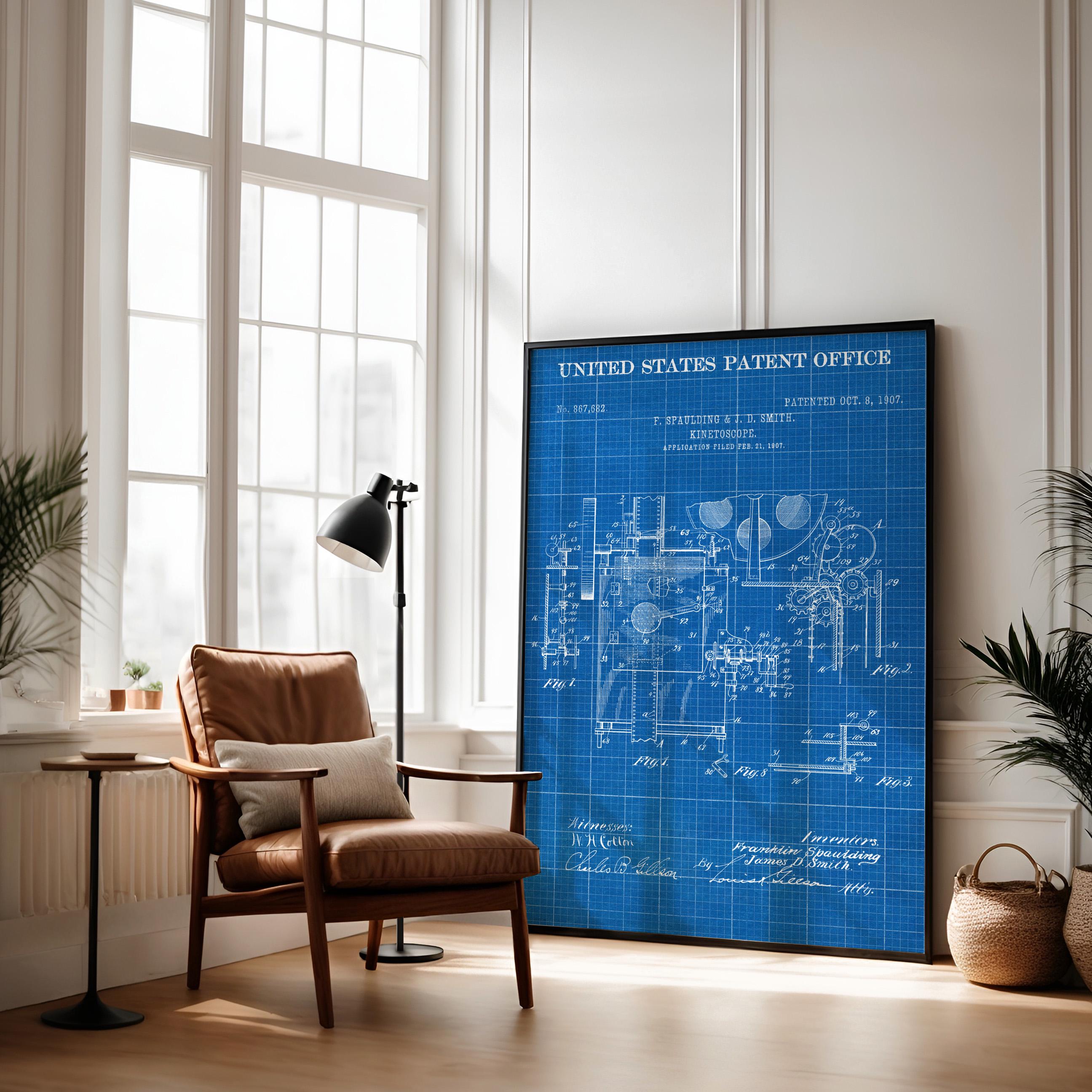 Kinetoscope (Spaulding/Smith) Patent Poster - Vintage Movie Invention Art Print, Industrial Wall Decor, Retro Film Poster (US867682-1)