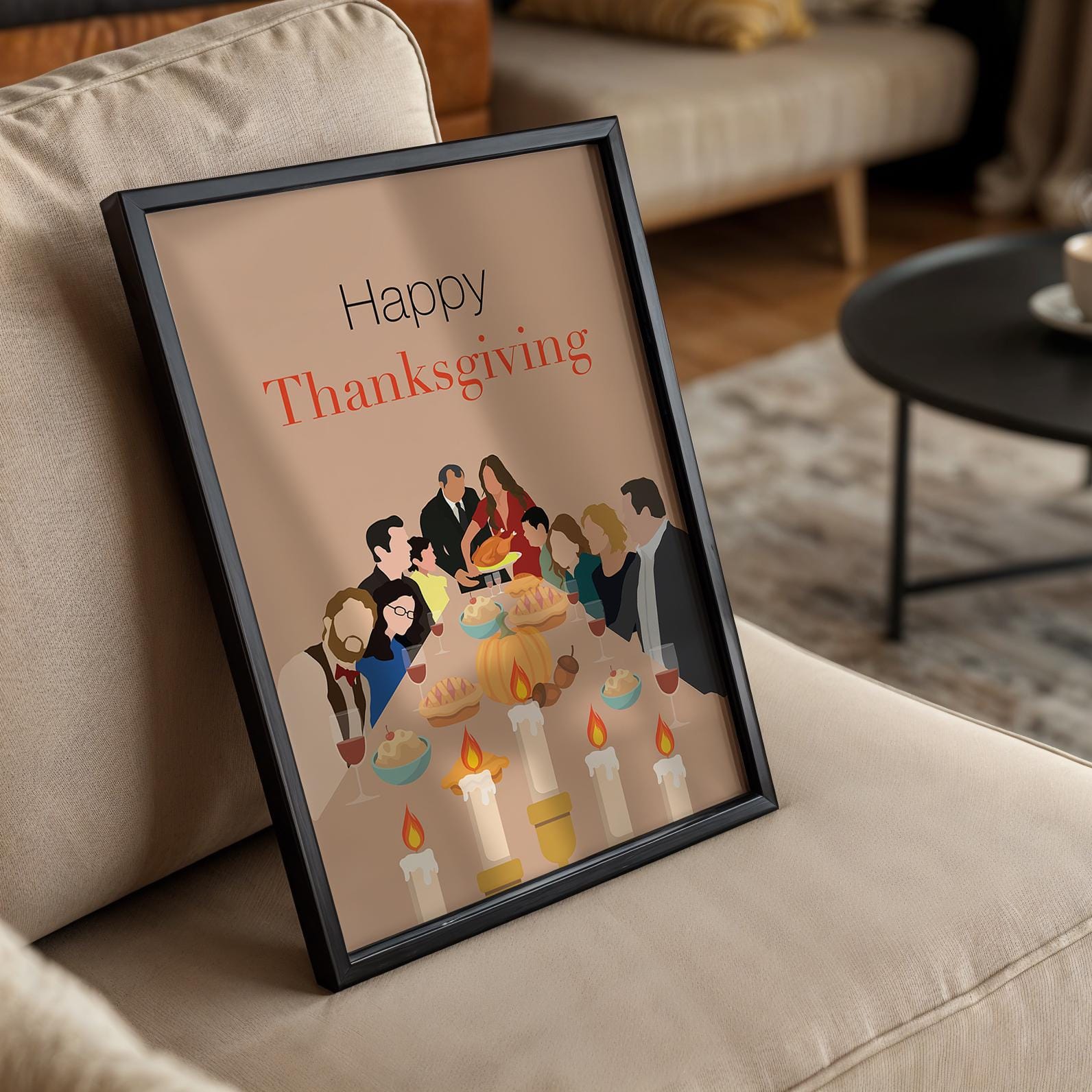 Modern Family Thanksgiving Poster - Family Comedy TV Print, Turkey Dinner Decor, TV Show Fan Gift Idea