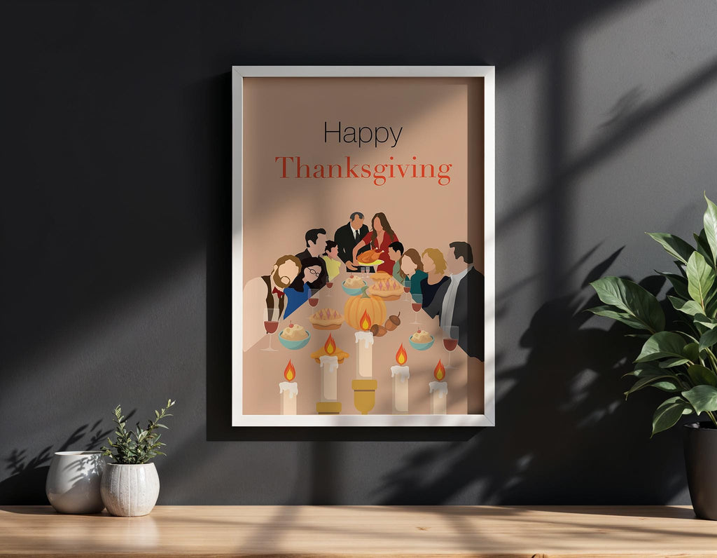 Modern Family Thanksgiving Poster - Family Comedy TV Print, Turkey Dinner Decor, TV Show Fan Gift Idea