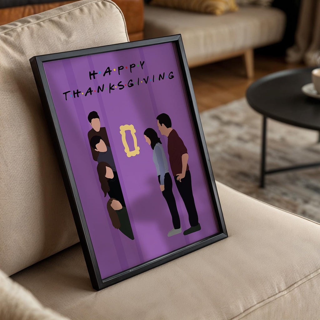 Friends Thanksgiving TV Show Poster - Cult Sitcom Art Print, Purple Door Decor, 90s Comedy Fan Gift