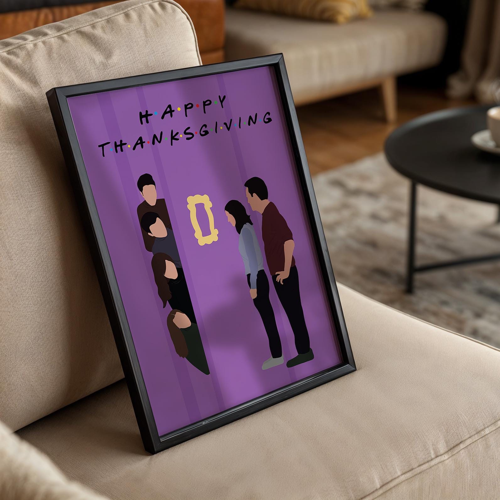 Friends Thanksgiving TV Show Poster - Cult Sitcom Art Print, Purple Door Decor, 90s Comedy Fan Gift