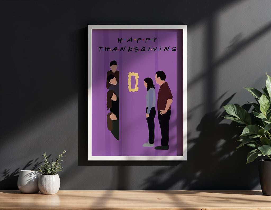 Friends Thanksgiving TV Show Poster - Cult Sitcom Art Print, Purple Door Decor, 90s Comedy Fan Gift