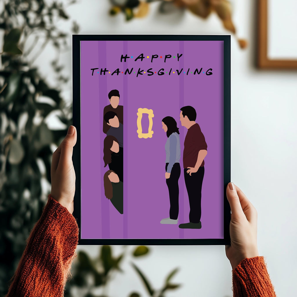 Friends Thanksgiving TV Show Poster - Cult Sitcom Art Print, Purple Door Decor, 90s Comedy Fan Gift