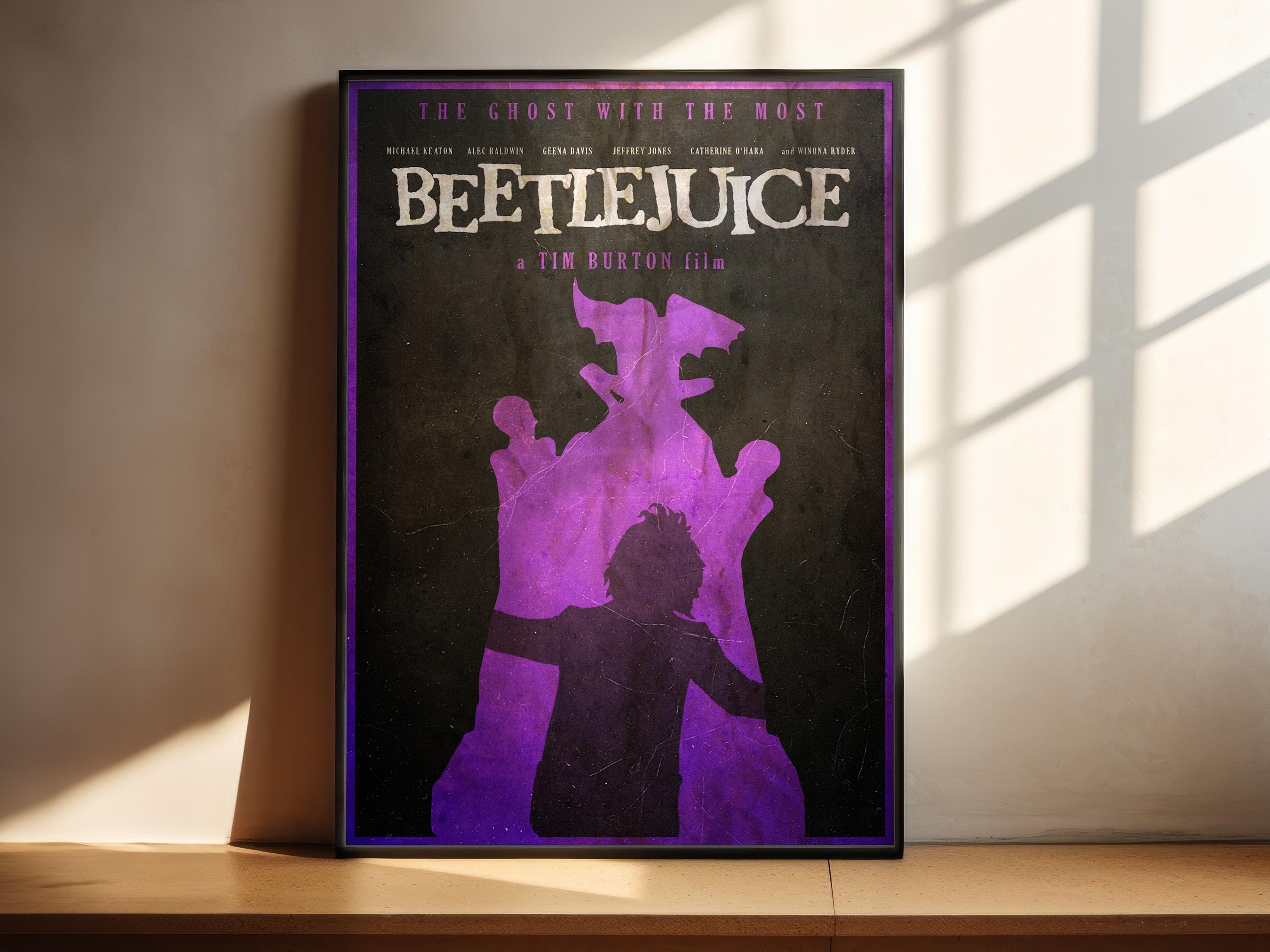 Beetlejuice Movie Poster - Tim Burton Art Print, 80s Horror Comedy Decor, Goth Gift Idea
