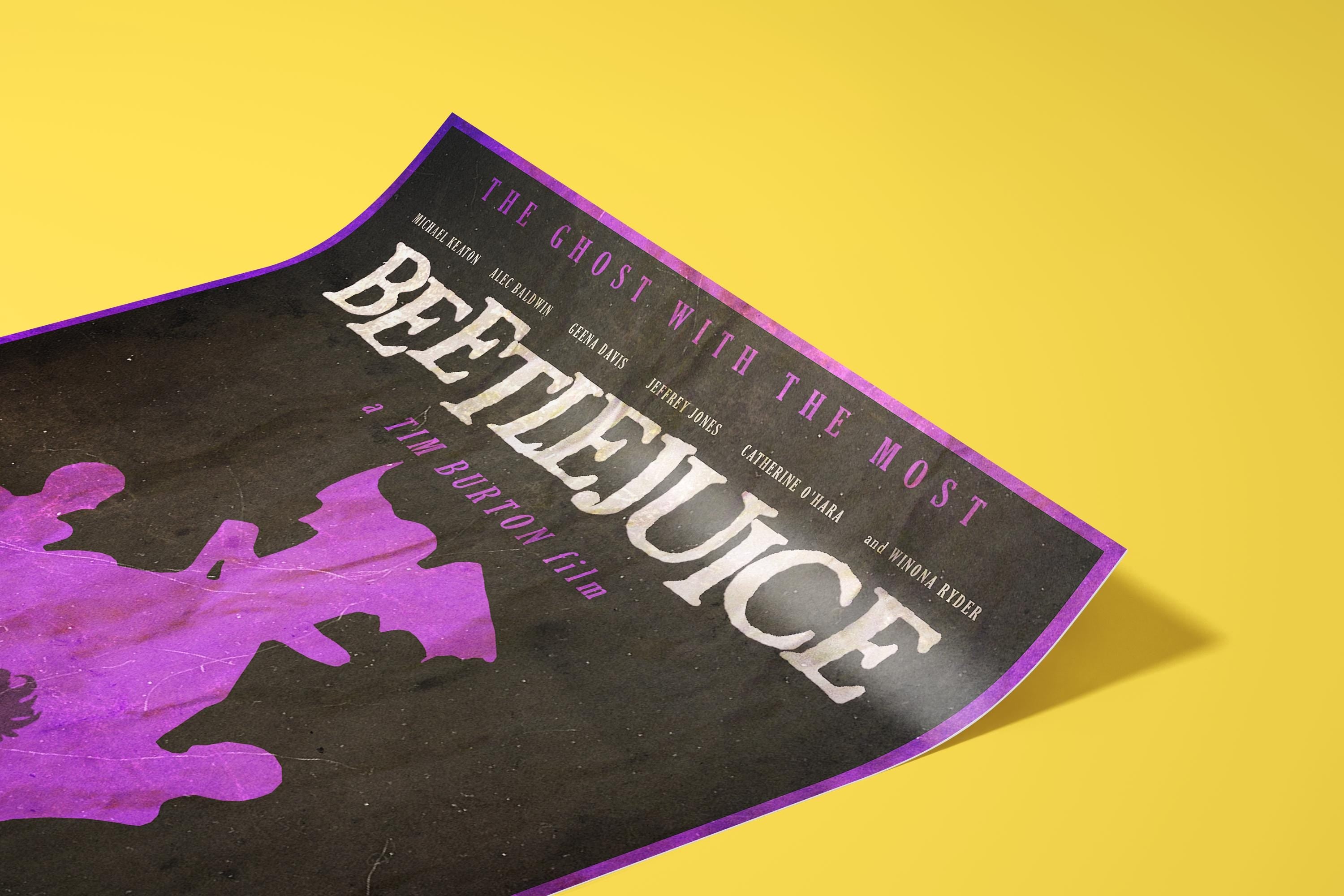 Beetlejuice Movie Poster - Tim Burton Art Print, 80s Horror Comedy Decor, Goth Gift Idea