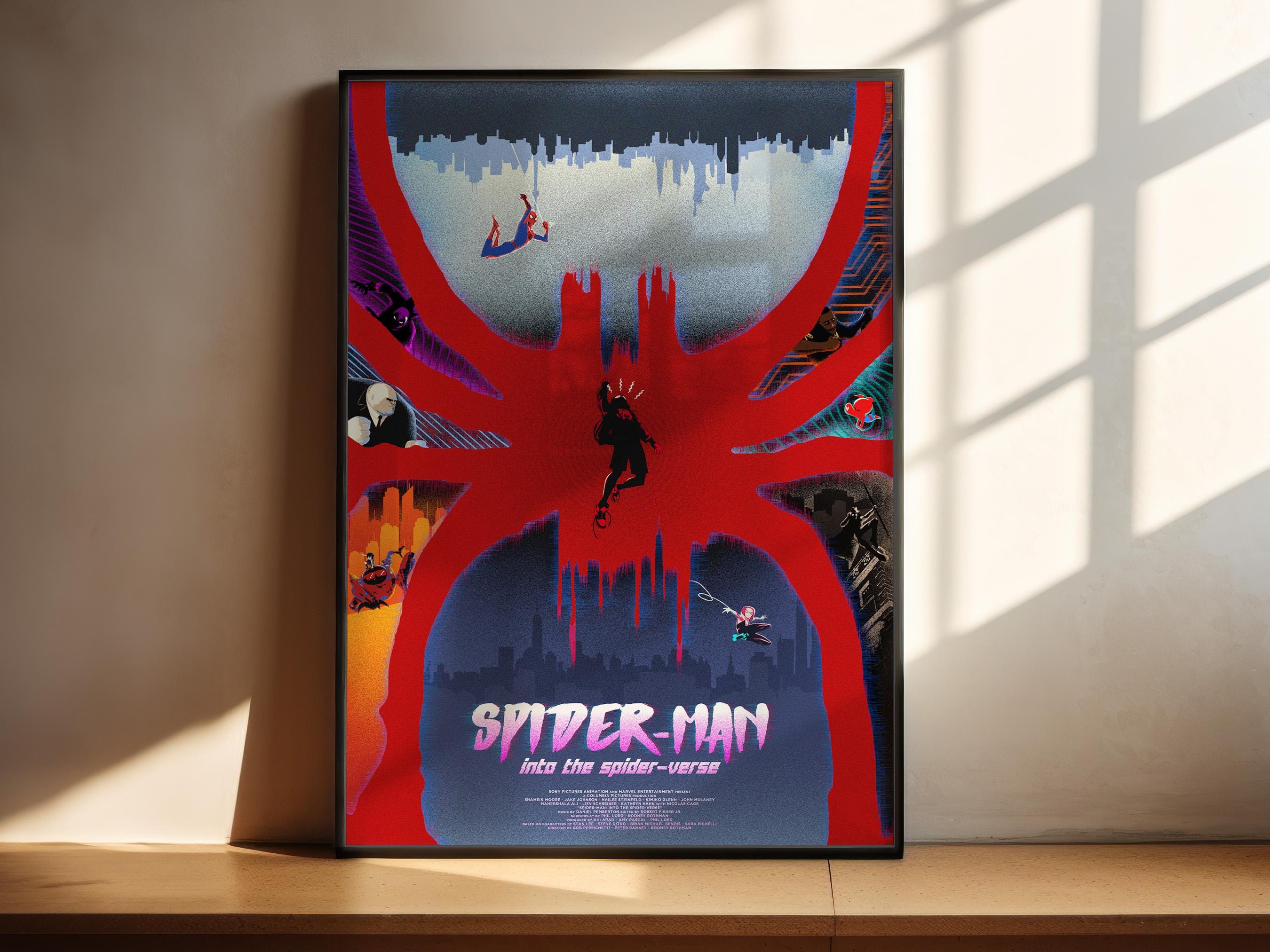 Spider-Man Into The Spider-Verse Poster - Animation Movie Print, Marvel Superhero Decor, Miles Morales Gift