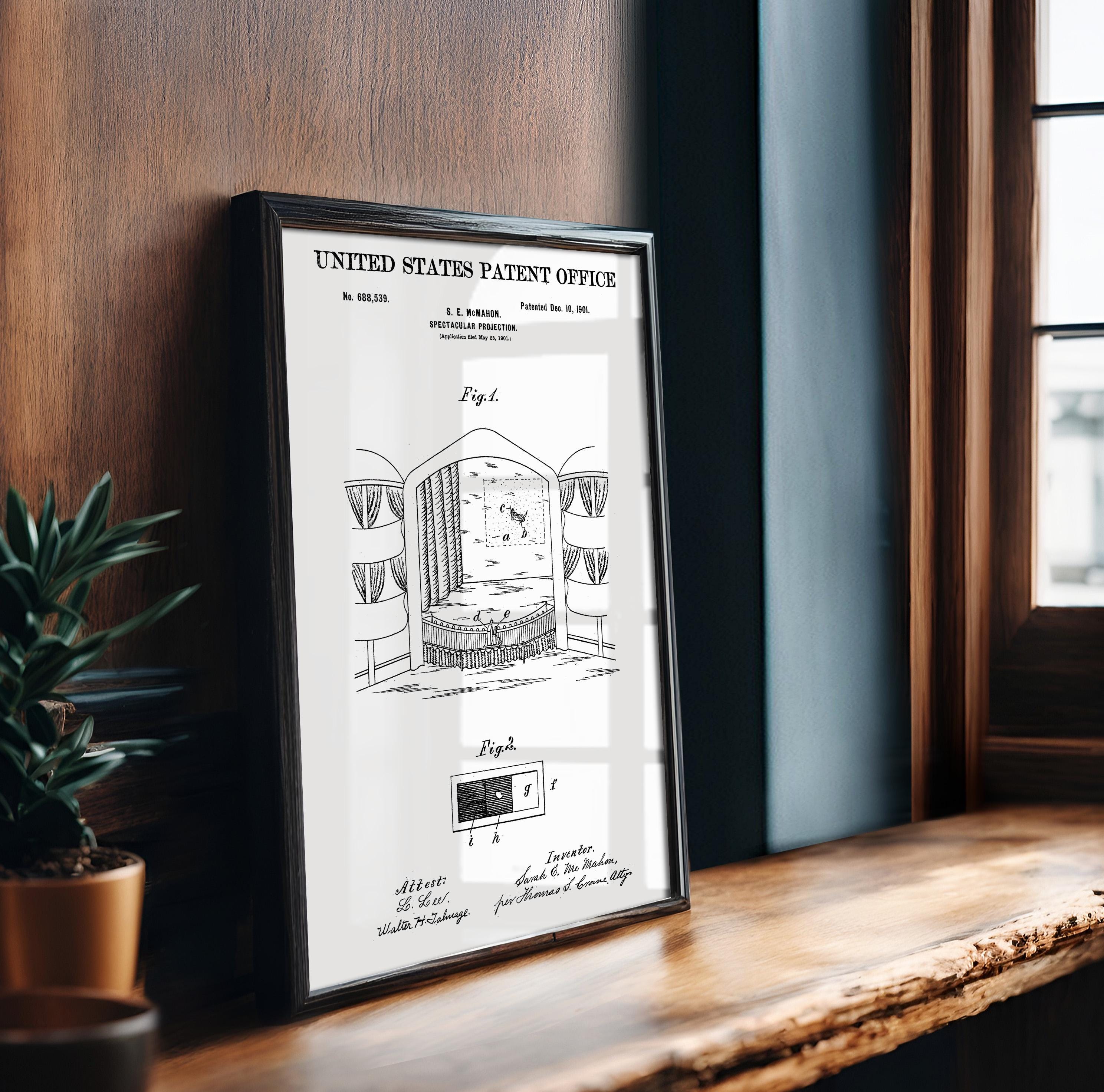 Spectacular Projection Patent Print - Vintage Technical Drawing, Cinematic Wall Art, Cinephile Gift Idea (US688539)