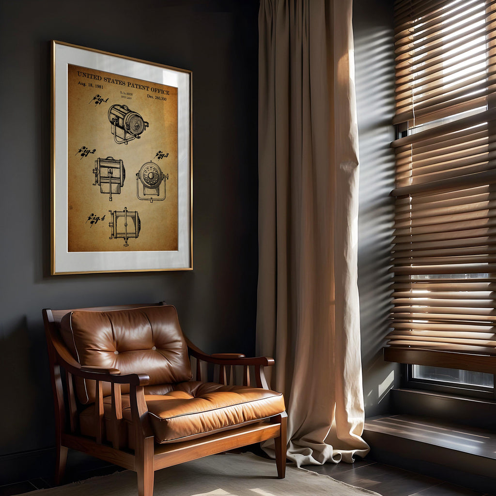 Stage Spot Lamp Patent Print - Vintage Technical Drawing, Industrial Decor, Design Gift Idea (USD260300)