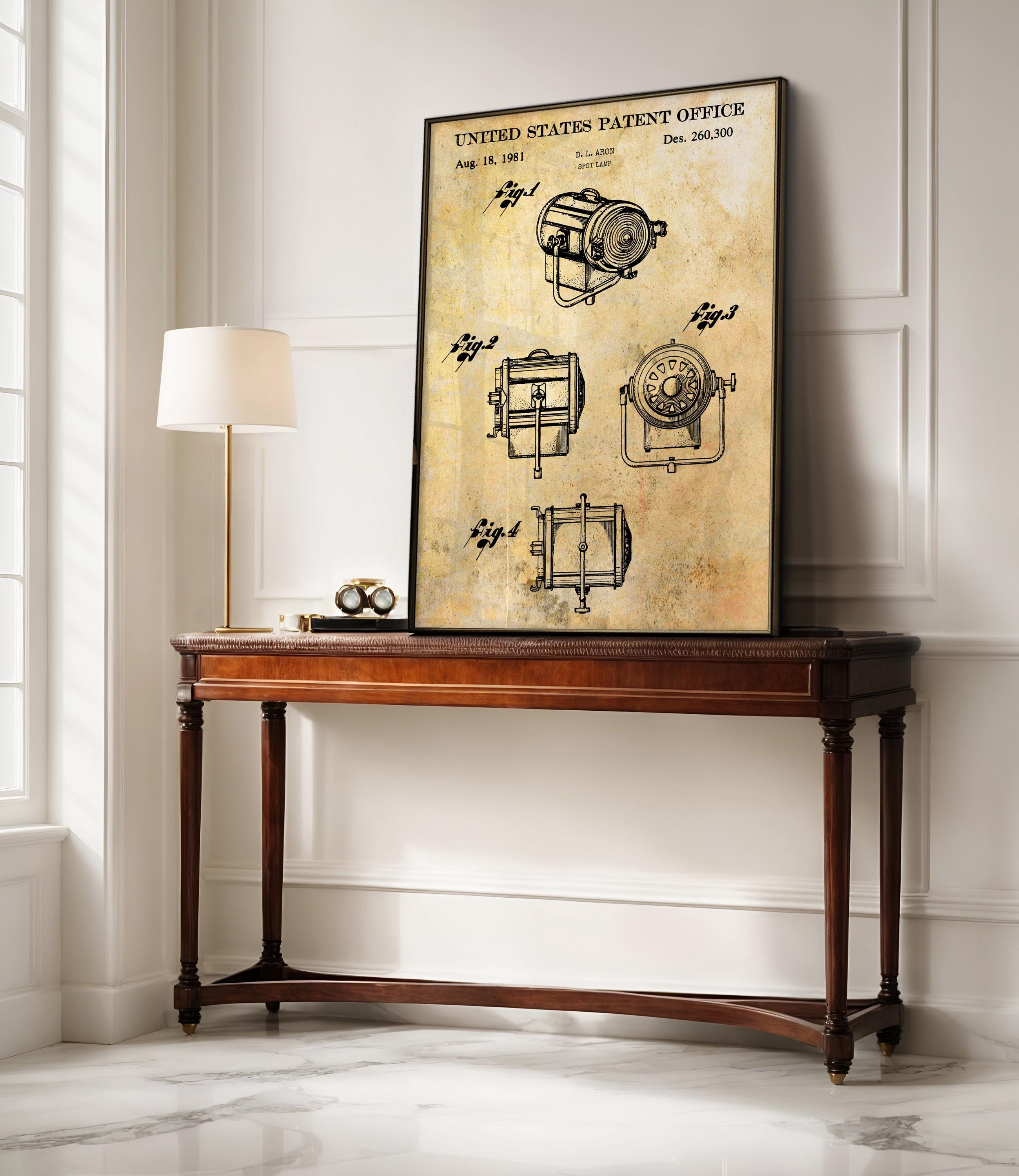Stage Spot Lamp Patent Print - Vintage Technical Drawing, Industrial Decor, Design Gift Idea (USD260300)
