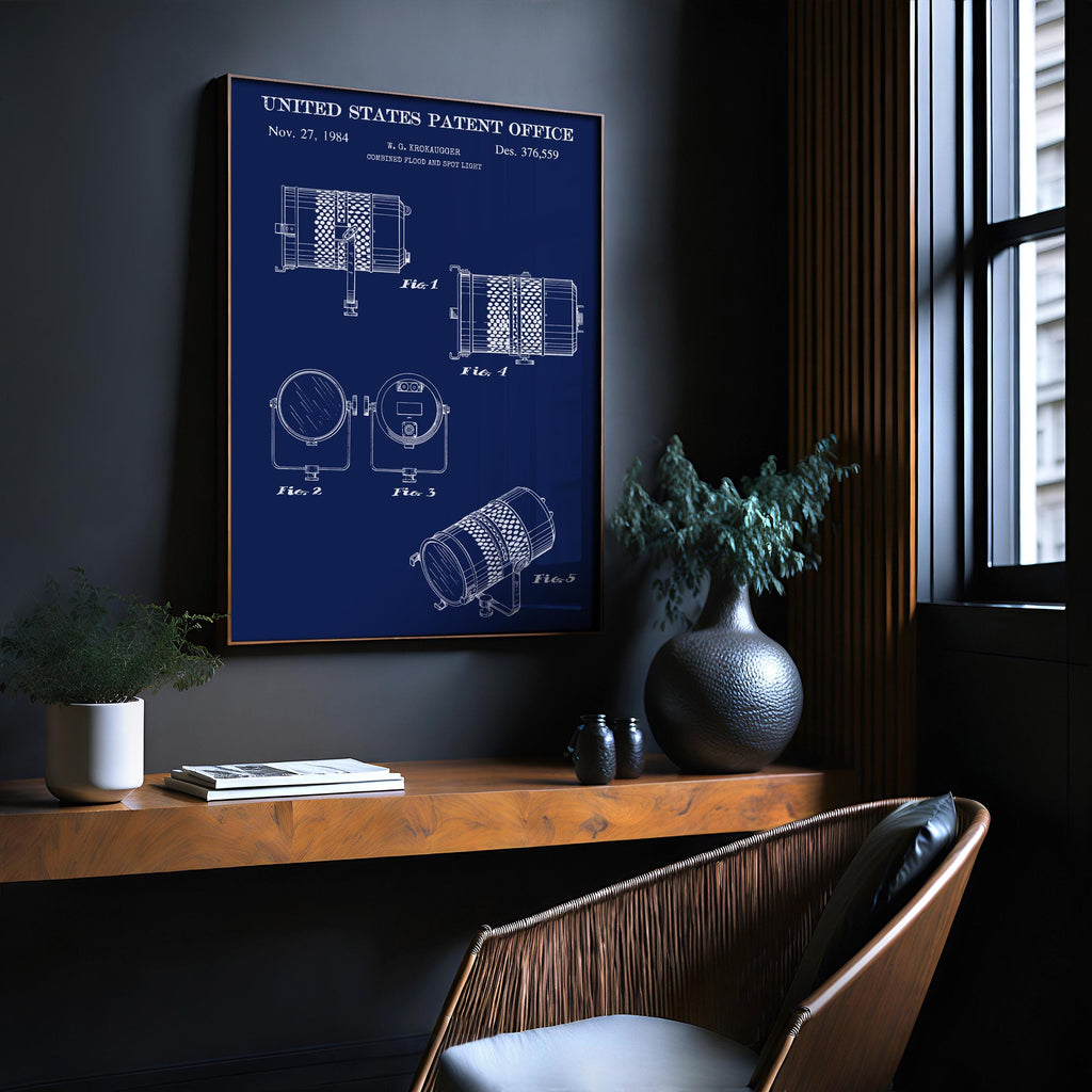 Flood and Spot Stage Light Patent Print - Vintage Technical Drawing, Theater Decor, Design Gift Idea (USD276559)