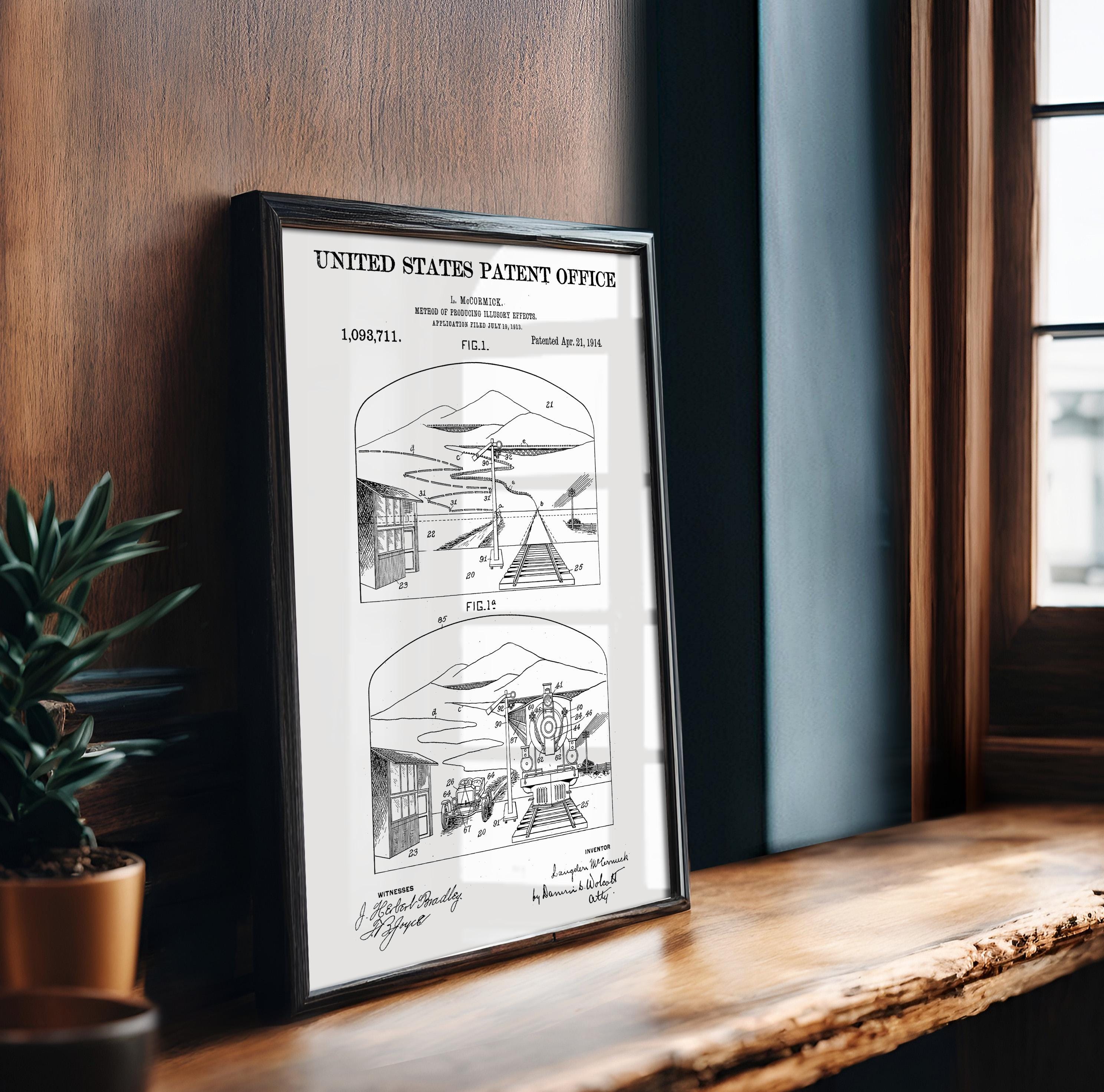 Method for Illusory Effects Patent Print - Vintage Technical Drawing, Magic Art, Cinephile Gift Idea (US1093711)