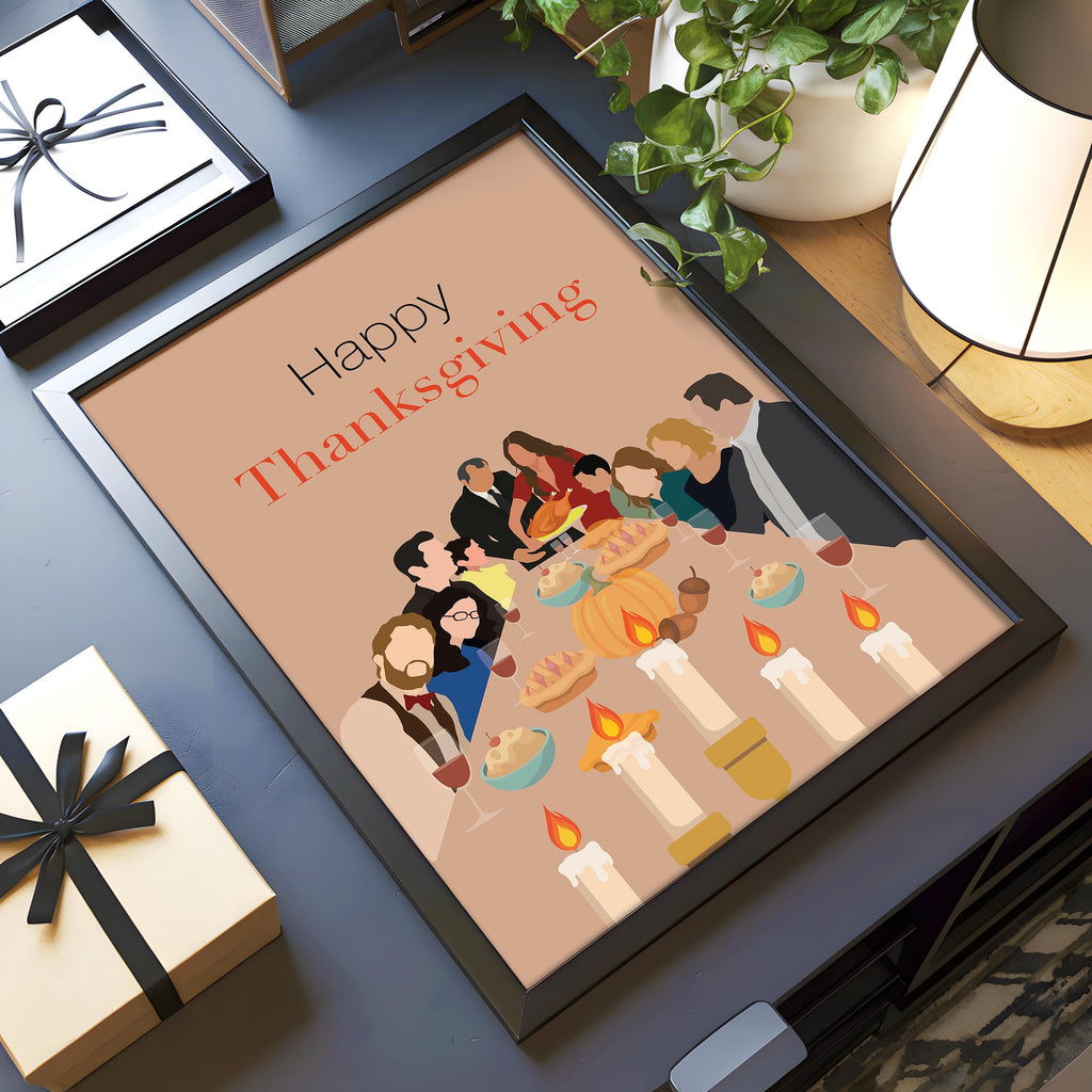 Modern Family Thanksgiving Poster - Family Comedy TV Print, Turkey Dinner Decor, TV Show Fan Gift Idea