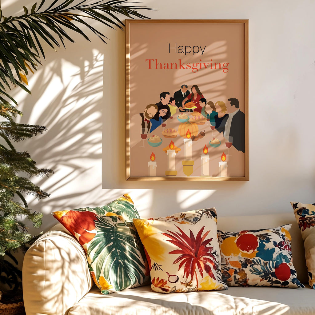 Modern Family Thanksgiving Poster - Family Comedy TV Print, Turkey Dinner Decor, TV Show Fan Gift Idea