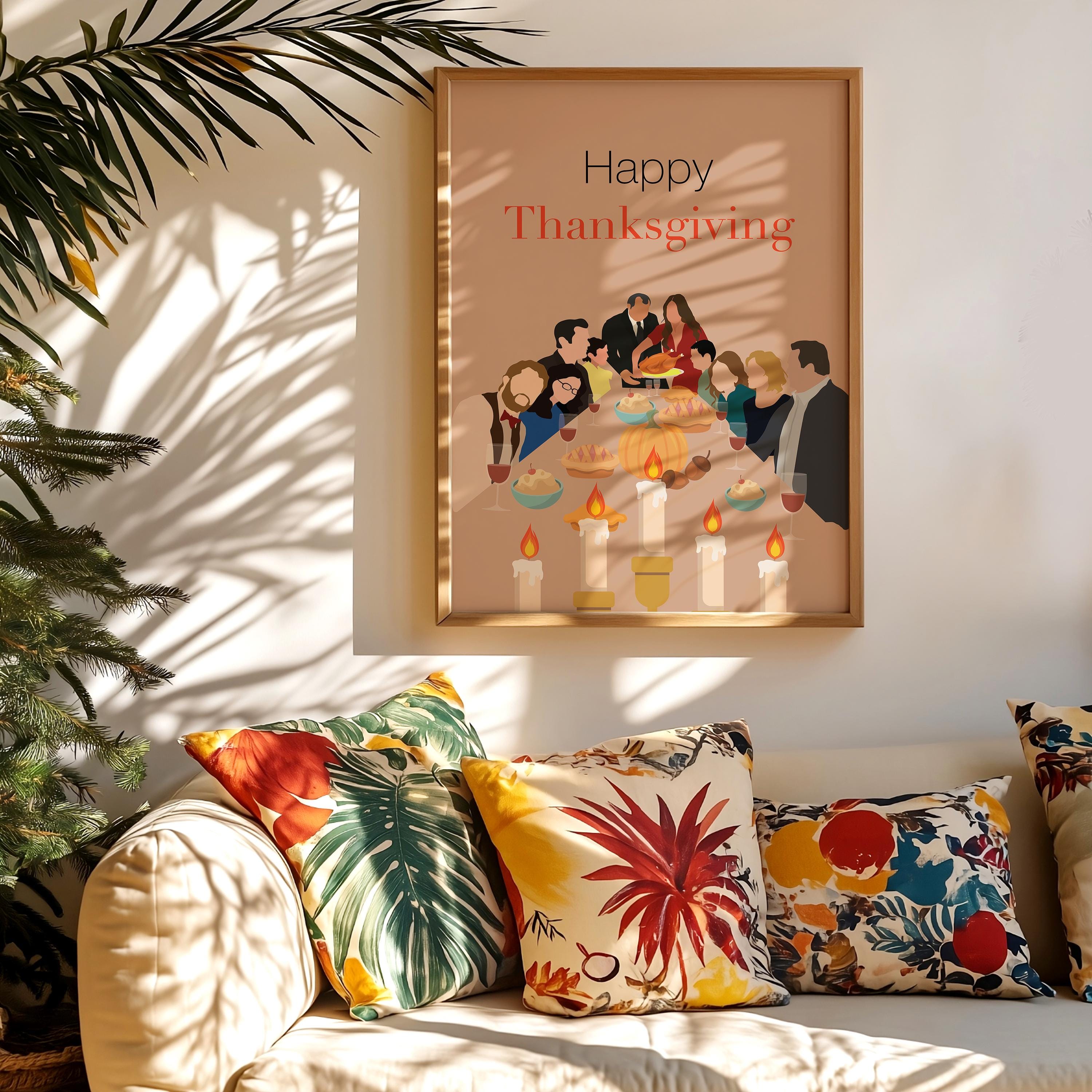 Modern Family Thanksgiving Poster - Family Comedy TV Print, Turkey Dinner Decor, TV Show Fan Gift Idea
