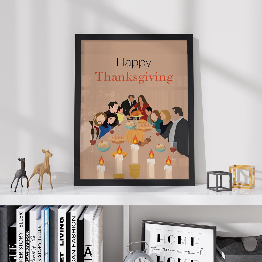 Modern Family Thanksgiving Poster - Family Comedy TV Print, Turkey Dinner Decor, TV Show Fan Gift Idea