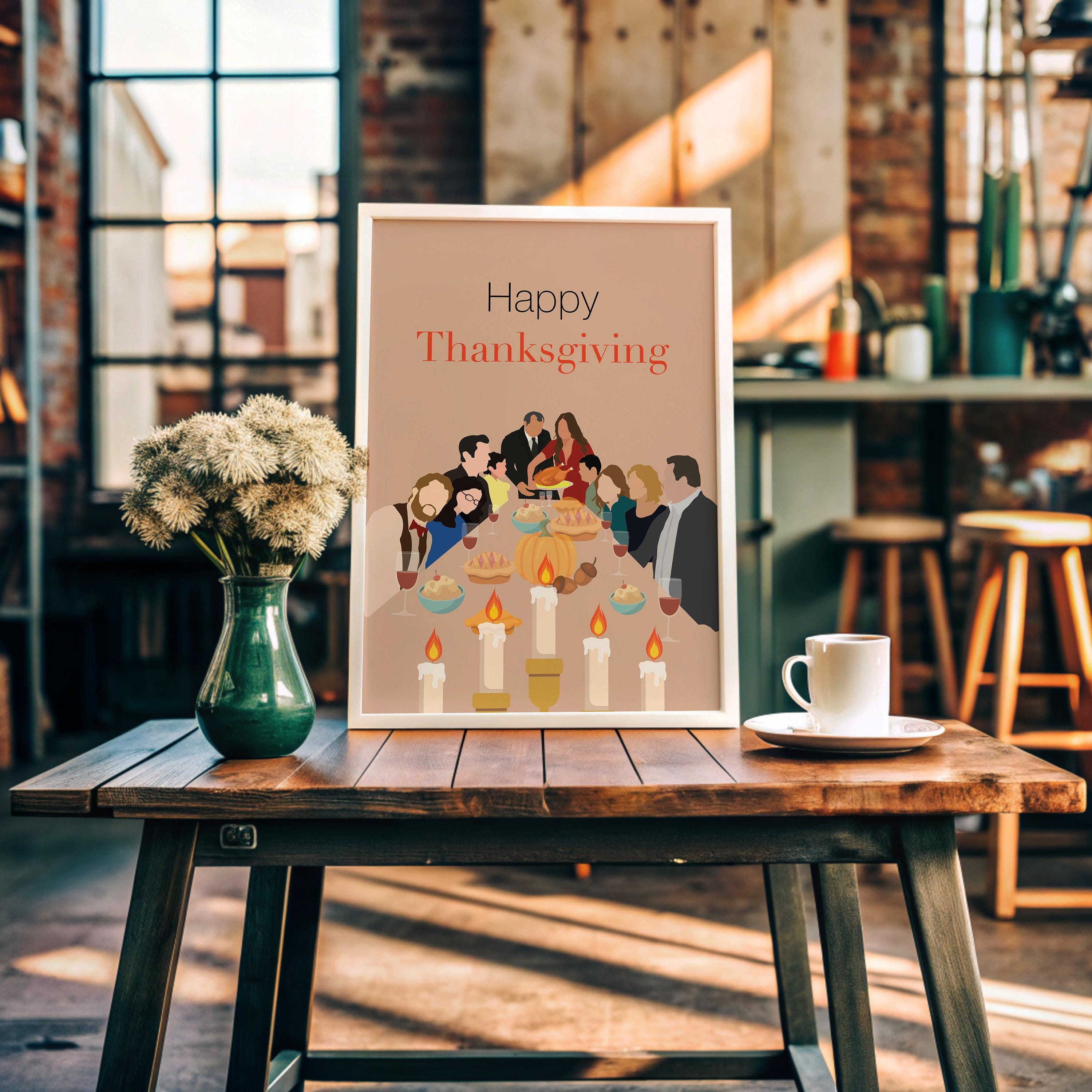 Modern Family Thanksgiving Poster - Family Comedy TV Print, Turkey Dinner Decor, TV Show Fan Gift Idea