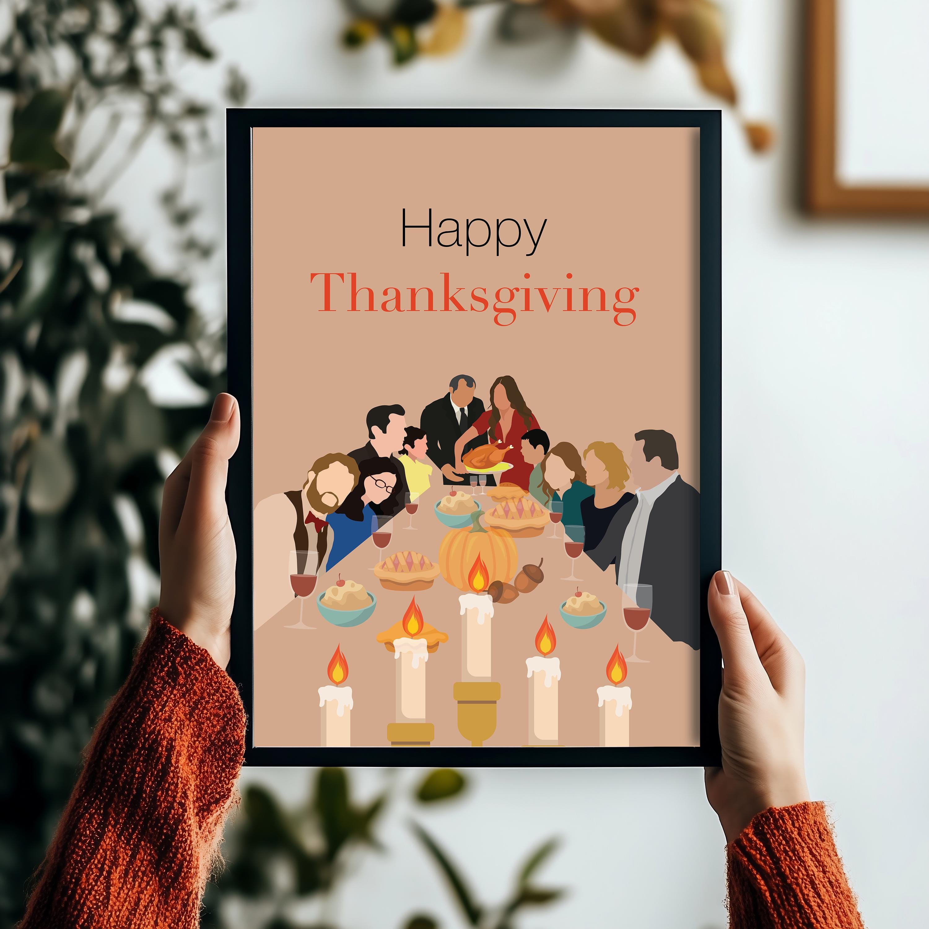 Modern Family Thanksgiving Poster - Family Comedy TV Print, Turkey Dinner Decor, TV Show Fan Gift Idea