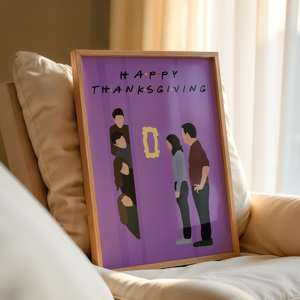Friends Thanksgiving TV Show Poster - Cult Sitcom Art Print, Purple Door Decor, 90s Comedy Fan Gift