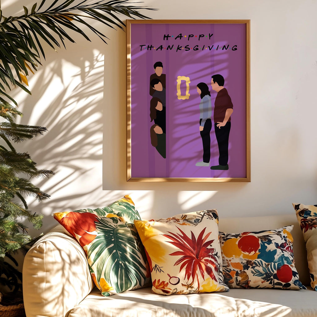Friends Thanksgiving TV Show Poster - Cult Sitcom Art Print, Purple Door Decor, 90s Comedy Fan Gift