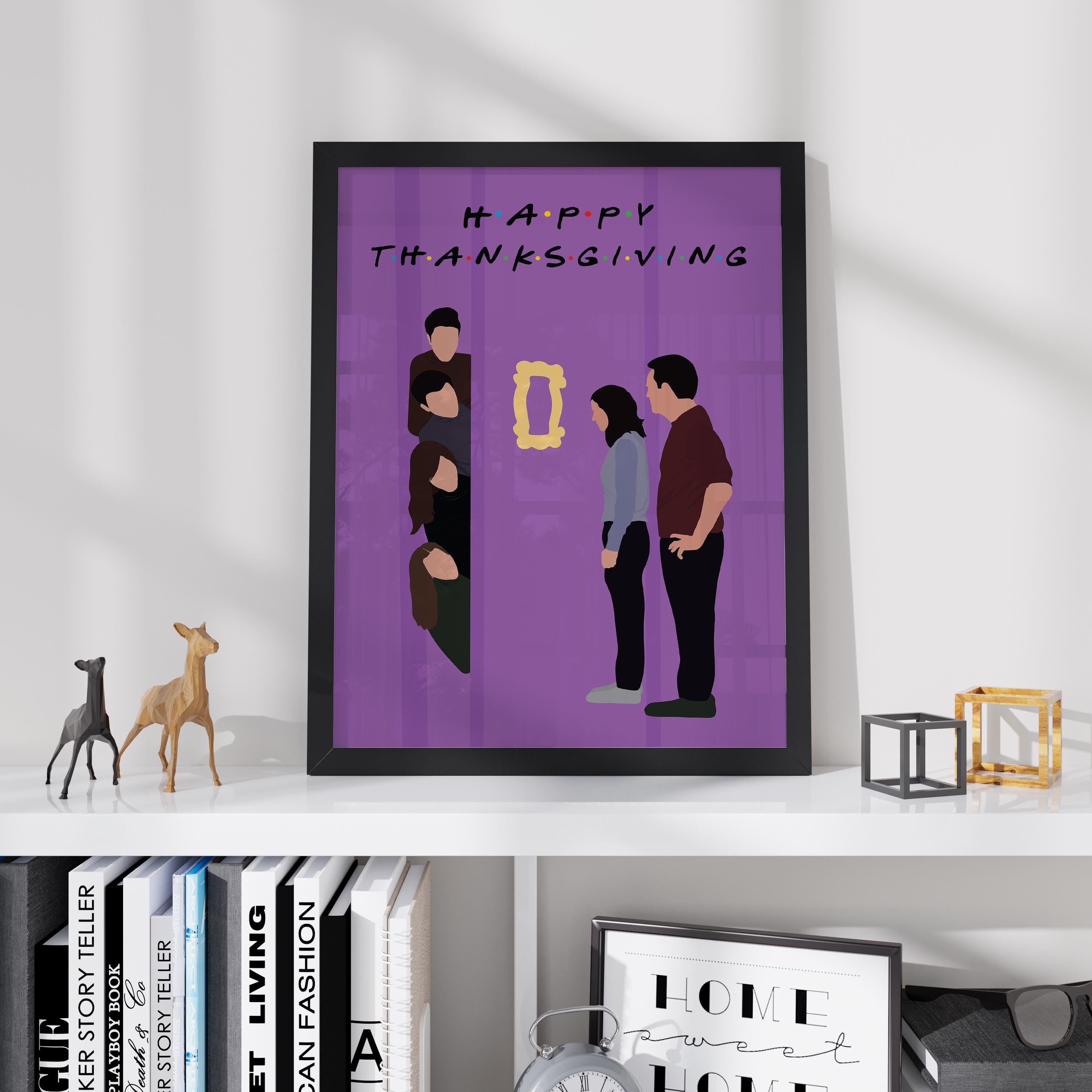Friends Thanksgiving TV Show Poster - Cult Sitcom Art Print, Purple Door Decor, 90s Comedy Fan Gift