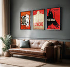 Alfred Hitchcock Movie Poster Set of 3 - Master of Suspense Print, Classic Cinema Decor, Thriller Fan Gift