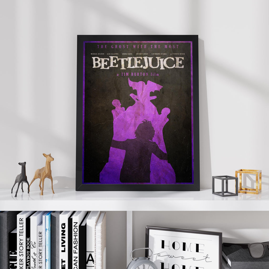 Beetlejuice Movie Poster - Tim Burton Art Print, 80s Horror Comedy Decor, Goth Gift Idea