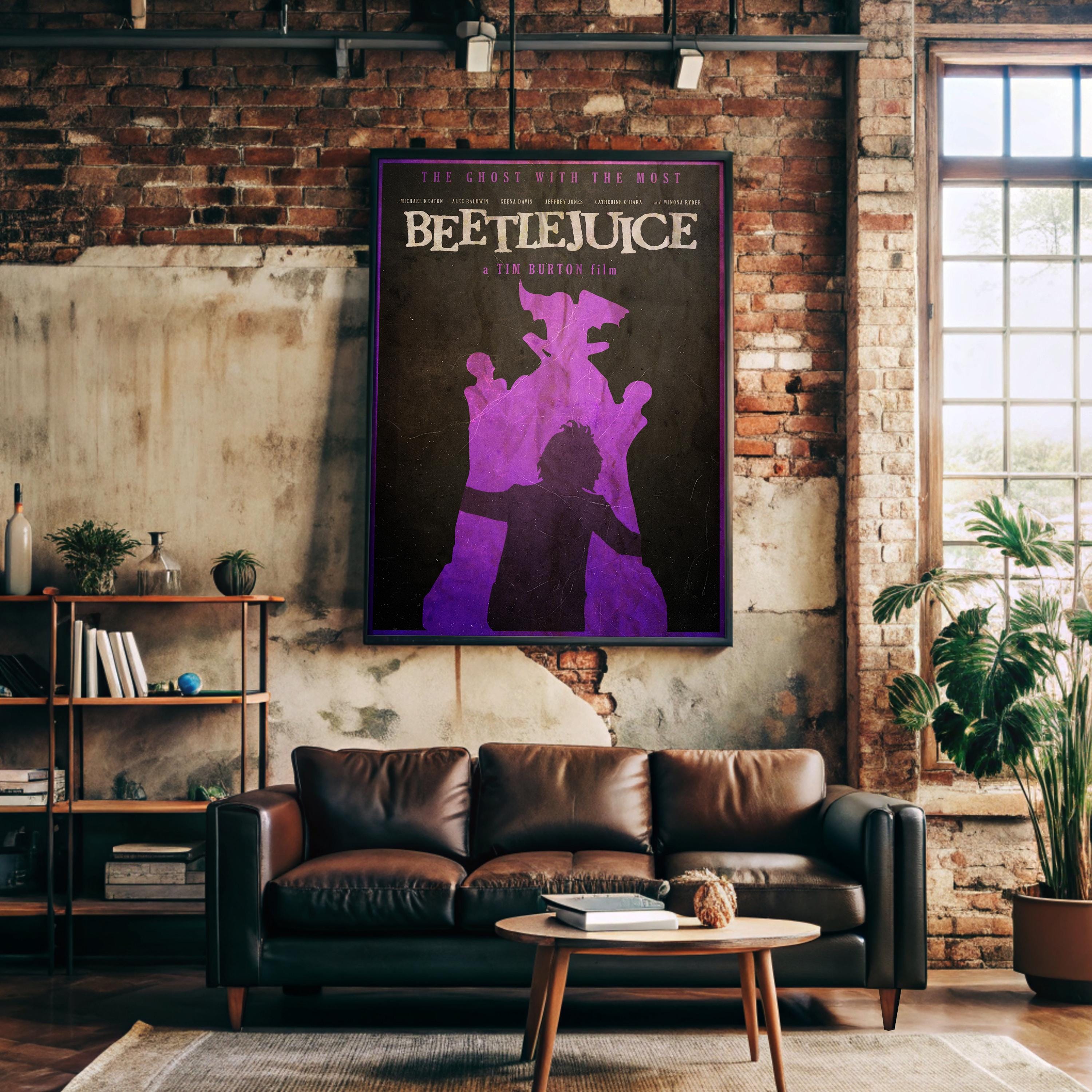 Beetlejuice Movie Poster - Tim Burton Art Print, 80s Horror Comedy Decor, Goth Gift Idea