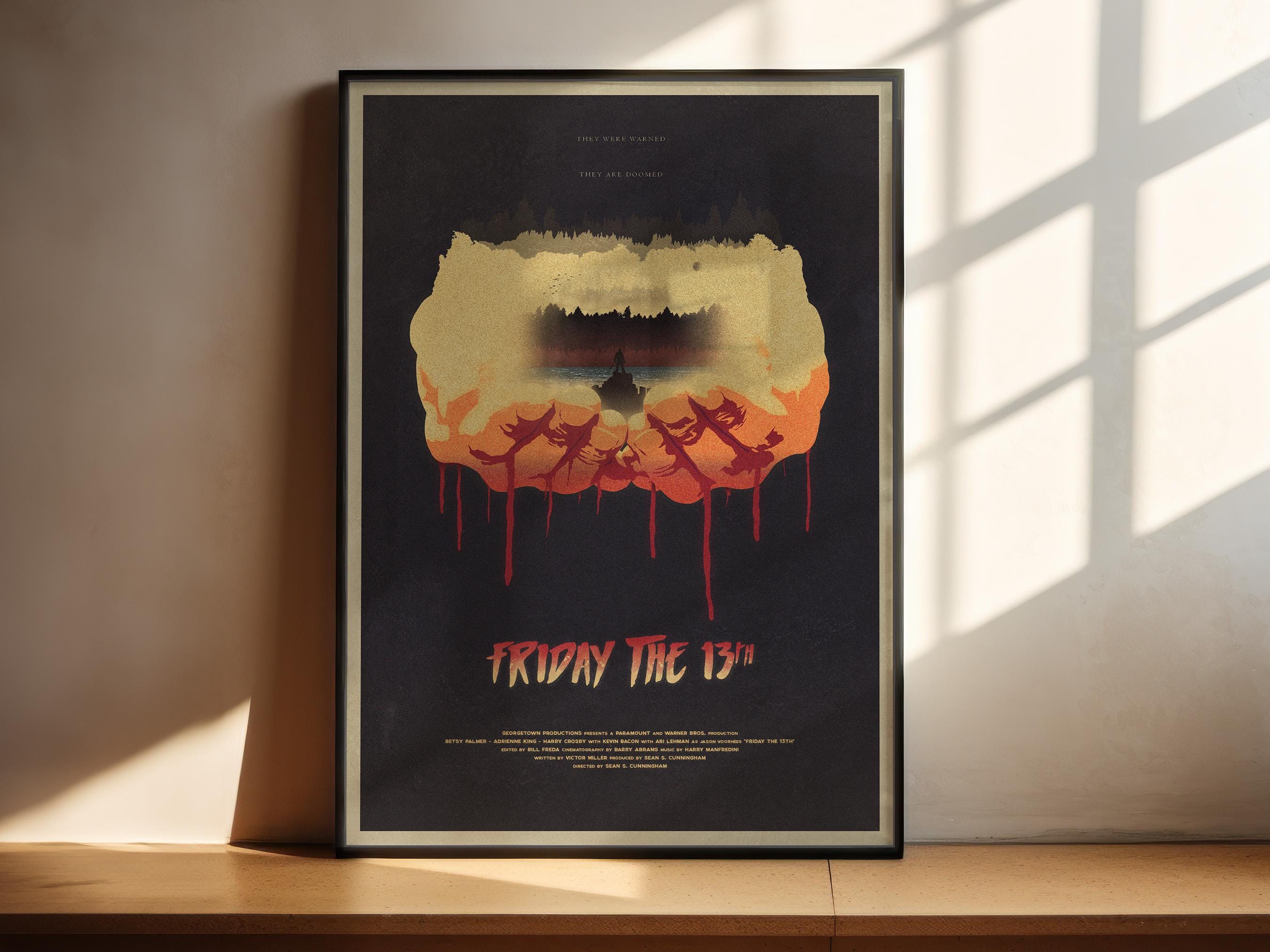Friday the 13th Horror Movie Poster - Jason Voorhees Slasher Print, 80s Cinema Decor, Cult Fan Gift