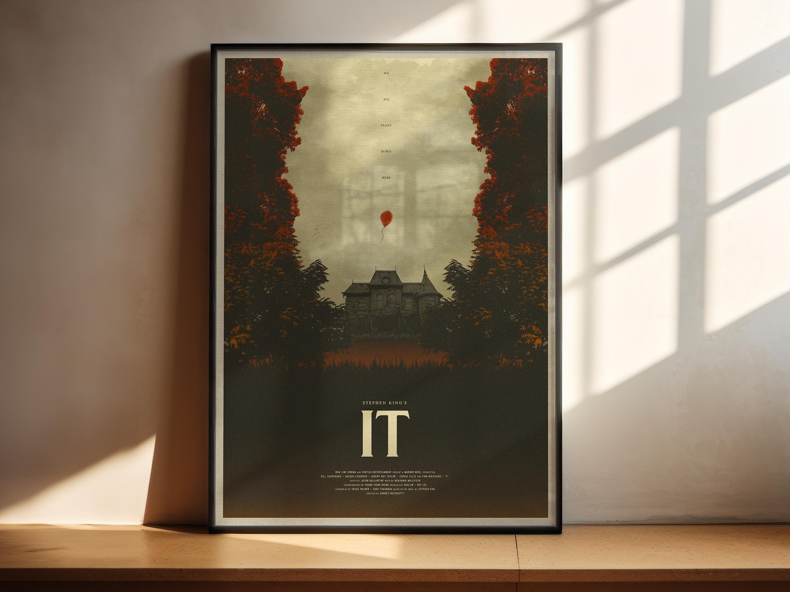 IT Movie Horror Poster - Pennywise the Clown Print, Stephen King Decor, Terror Fan Gift Idea