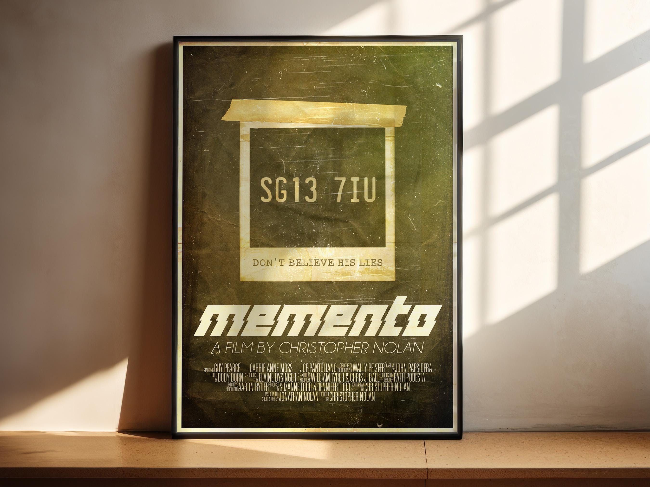 Memento Movie Thriller Poster - Christopher Nolan Puzzle Print, Indie Cinema Decor, Suspense Fan Gift Idea