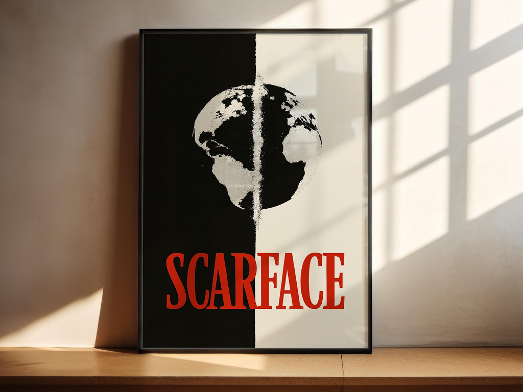 Scarface Minimalist Poster - The World is Yours Design Print, Gangster Movie Decor, 80s Fan Gift