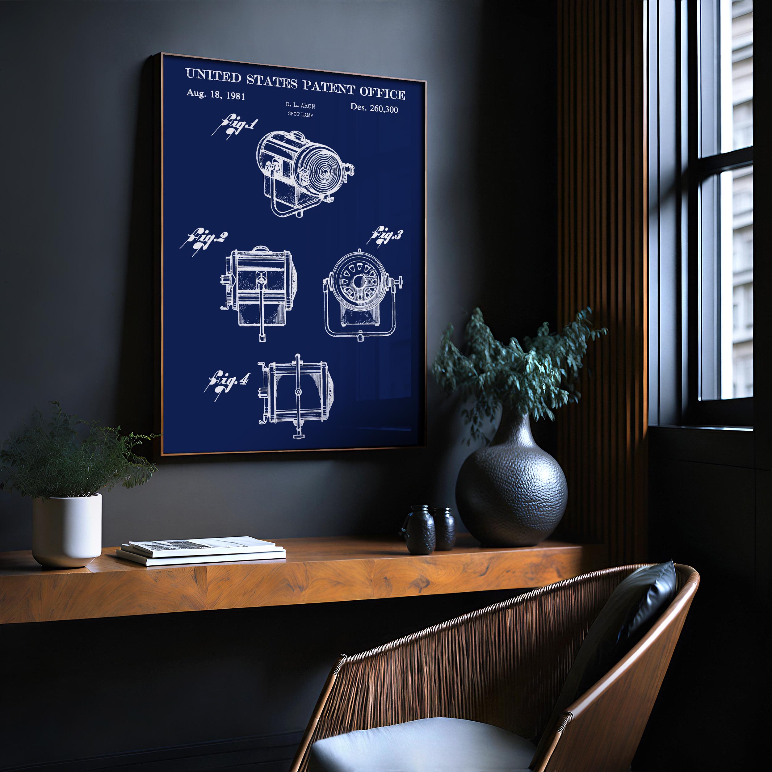 Stage Spot Lamp Patent Print - Vintage Technical Drawing, Industrial Decor, Design Gift Idea (USD260300)