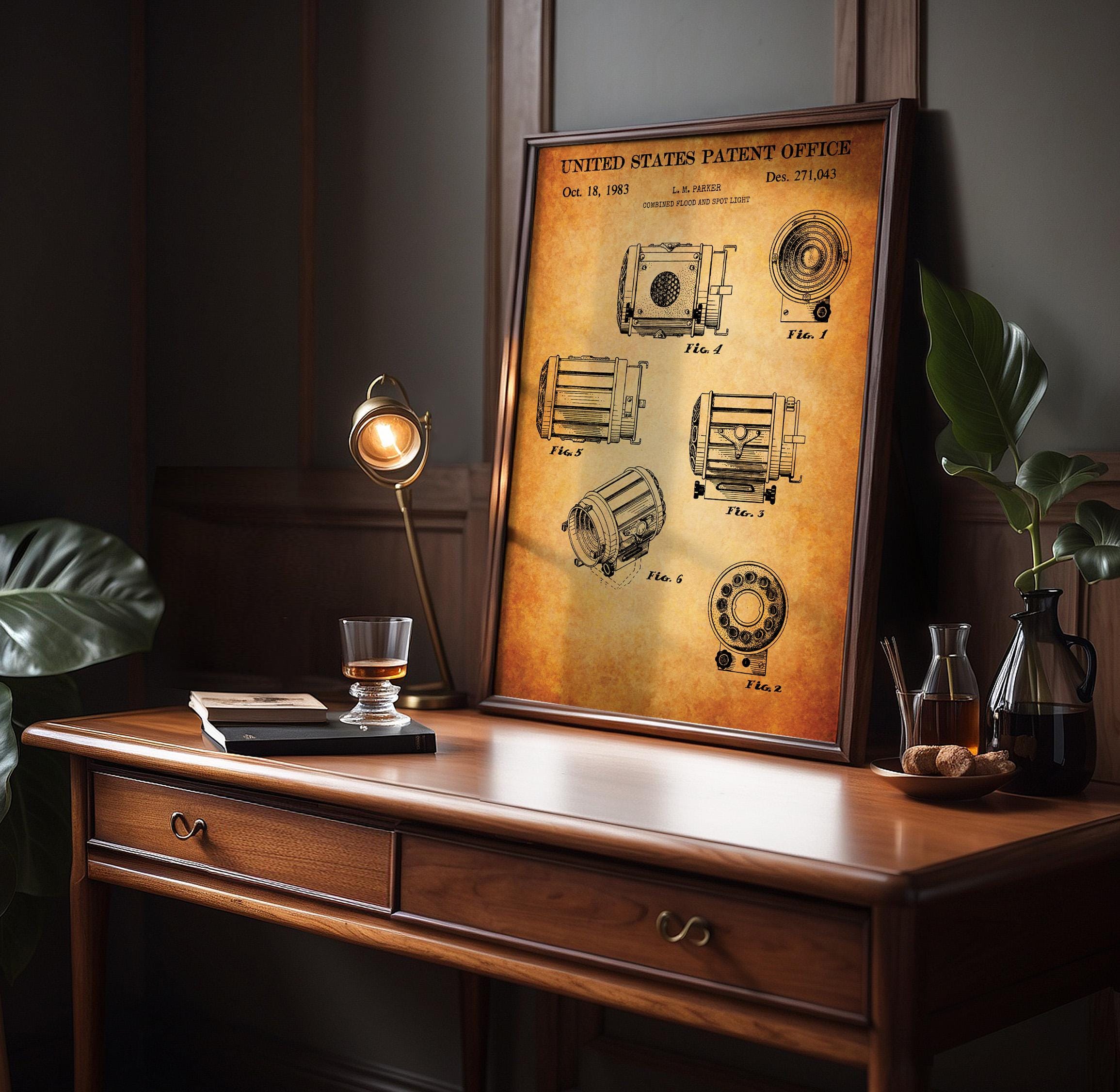 Combined Flood and Spot Light Patent Print - 80s Technical Drawing, Studio Decor, Filmmaker Gift Idea (USD271043)