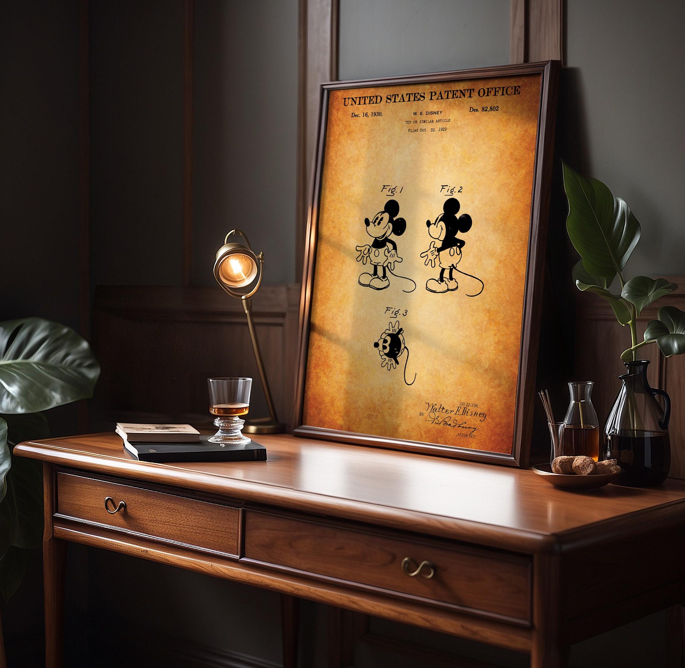 Walt Disney's Mickey Mouse Patent Print - 1930 Historical Drawing, Animation Art, Fan Gift Idea (USD82802)