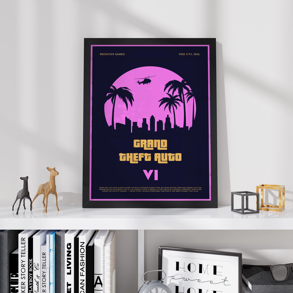 GTA 6 Poster - Grand Theft Auto Art Print, Open World Game Decor, Action Gaming Poster, Gift for Gamer Setup