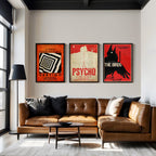 Alfred Hitchcock Movie Poster Set of 3 - Master of Suspense Print, Classic Cinema Decor, Thriller Fan Gift